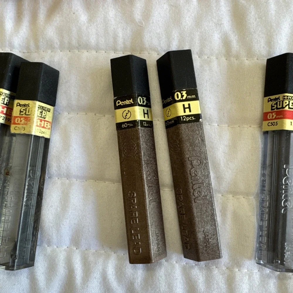 Vintage Pentel Hi-Polymer Super Refill Leads Lot 0.3mm 0.5mm 0.9mm HB H B 2H